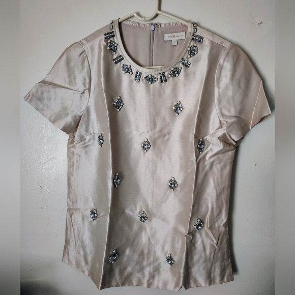 Tory Burch Vesper Rhinestone Silk Top size 8 - Picture 7 of 16